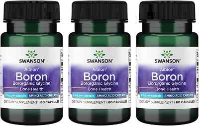 3 Pack BORON Bororganic Glycine 6 mg 180 Caps - Joint & Bone Health High Absorp.