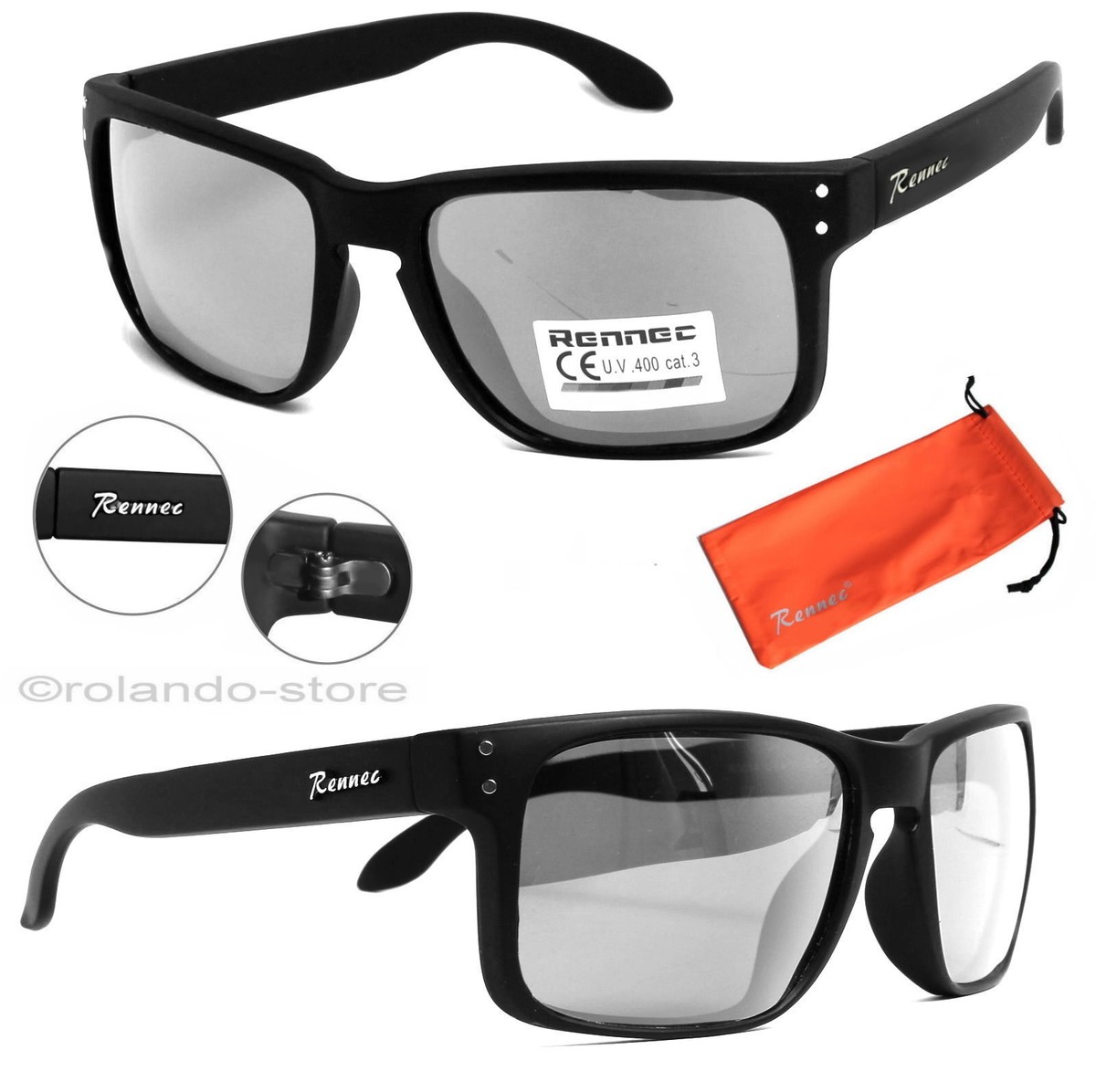 DESIGN - Occhiali Da Sole Squadrati Neri Con Lenti Gialle - Foto 4