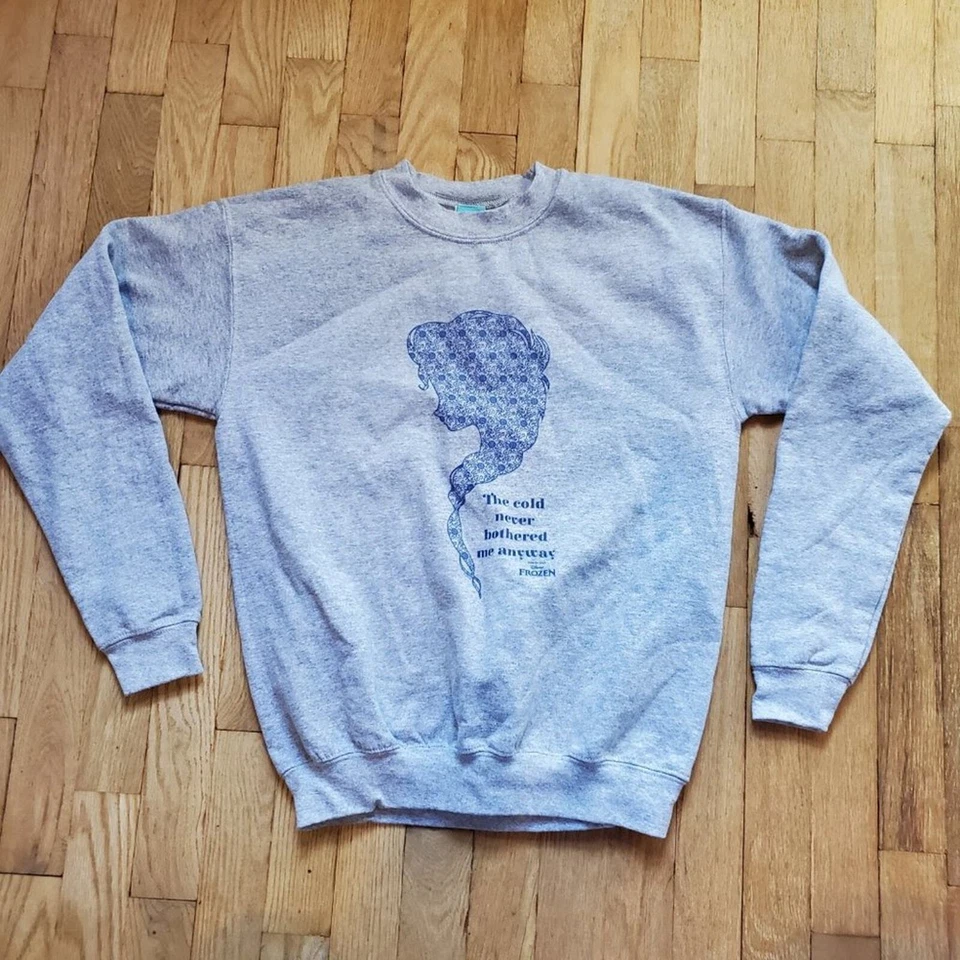 Moletom Disney Frozen Elsa cinza gráfico gola redonda tamanho XL - Imagem 3 de 4