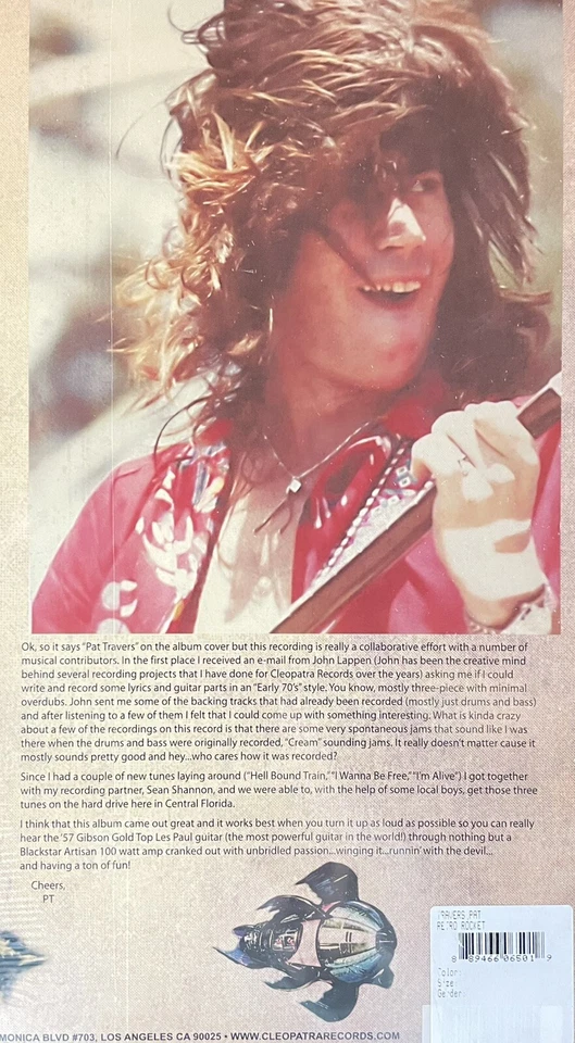 Pat Travers – Retro Rocket - Cleopatra – CLP-1942-1 - 2015 - Vinyl - Sealed New - Image 3 of 3