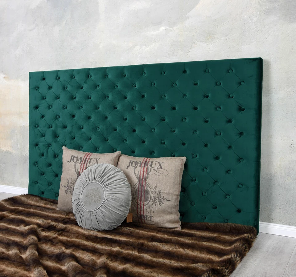 Bett Kopfteil für Boxspringbett Betthaupt Wandkissen Wandpaneel Samt Smaragd - Bild 3 von 4
