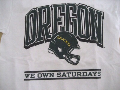 Mens Sz S 34-36 RUSSELL White U of O OREGON DUCKS Tee T-Shirt WE OWN  SATURDAYS