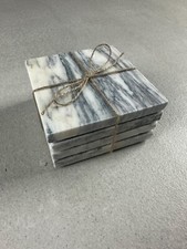 Image of Arabescato Matt Marble Stone Coasters (set of 4)