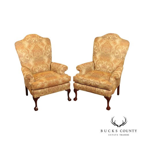 Fairfield Chippendale Style Pair Custom Upholstered Wingback Chairs eBay