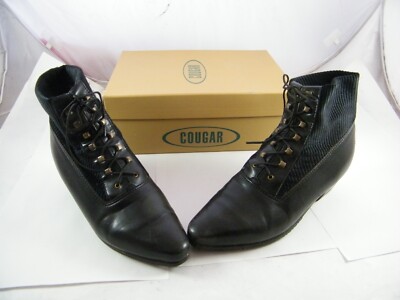 COUGAR RALLY BLACK LYCRA LACE UP ANKLE BOOTS WOMAN'S 7.5 STYLE 57015