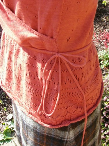 used size 12 Monsoon 70% silk,30% cotton dusky coral short sleeved wrap-over top - Picture 5 of 10