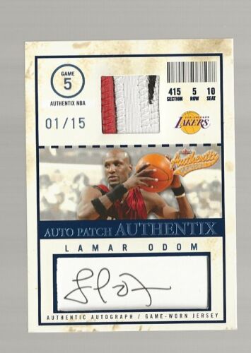 2004-05 Fleer Authentix Lamar Odom Platinum Auto Patch 01/15 Los Angeles Lakers - Picture 1 of 1