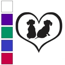 Love Dachshund Puppies Heart, Vinyl Decal Sticker, Multiple Colors & Sizes #1448