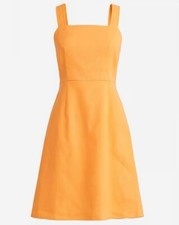 J. Crew Squareneck A-line Stretch Linen Blend Summer Dress Coastal Sunset 2 EUC