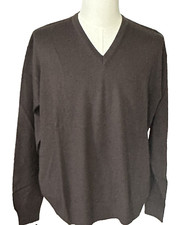 Men's XL Extra Fine Merino Wool Polo Shirt Sweater L/S Chocolate Italy NWT