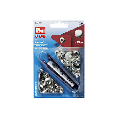 Prym - Anorak Press Fasteners - Black (15mm) - www