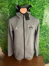 Charlotte Hornets Basketball Full Zip Hooded Jacket Light Grayy Size Small