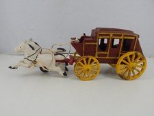 Vintage Cast Iron Double Horse Drawn Stagecoach Approx 10"