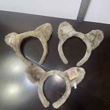 Great Wolf Lodge Ears Headbands Lot of 3 Gray Fuzzy FREE SHIPPING 