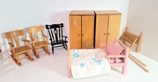 Vintage Ginny Bed & Strombecker Wooden Doll Furniture & Misc. Lot