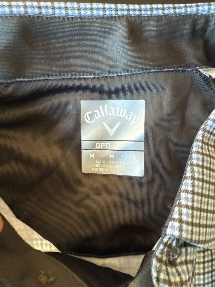 Nuevo con etiquetas Polo Callaway Para Hombre Talla Mediana Negro Azul Diseño Guinga Foto 2 de 4