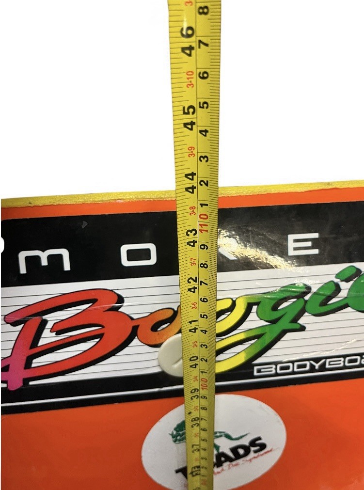 Vintage Morey Boogie Board Mach 7-7 Bodyboard With leash Orange Yellow RARE