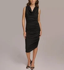 Michael Kors Women's Cowl-Neck RuchedMidi Dress