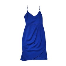 Lulus Reinette Royal Blue Bodycon Dress Women XS Sleeveless Wrap Skirt BD8538L