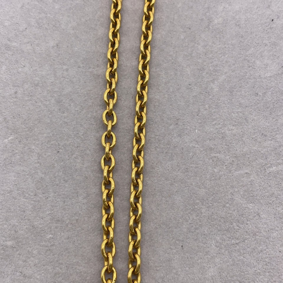 Authentic Chanel Coco Mark Gold Engraved Chain Necklace 64.43G W Box SK110046 eBay