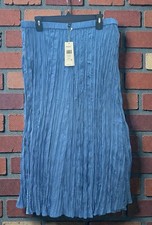 Eileen Fisher Crushed Silk 100 , Skirt Large Size , Blue Color , NWT , 198