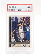 TIM DUNCAN 1997-98 TOPPS ROOKIE SAN ANTONIO SPURS #115 PSA 8 Q6222