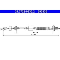 1X Seilzug, KupplungsbetäTigung ATE 24.3728-0330.2 Passend FüR CitroËN