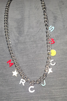Marc Jacobs Silver Chain Belt Bag Strap 45'' Logo Charms Stars Smiley Y2K Enamel