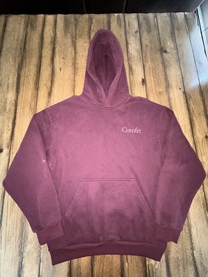 Comfrt Hoodie Medium Burgundy Oversized Heavyweight Pullover Unisex Sweatshirt