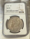 1901 MORGAN SILVER DOLLAR NGC AU 55