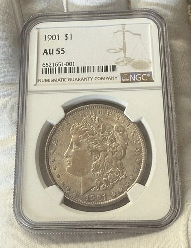 1901 MORGAN SILVER DOLLAR NGC AU 55
