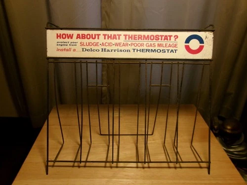 Vintage Delco Harrison Thermostat Tin Rack Sign Gas Oil Advertising