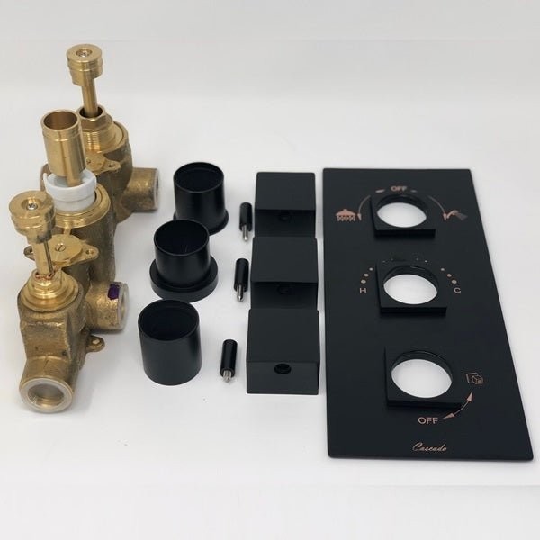 Cascada Thermostatic 3-Handle Shower Mixer Valve Chrome Brass cUPC Wall Mount