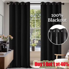 Thermal Thick Blackout Curtains Ready Made Eyelet Ring Top Curtain Tiebacks UK