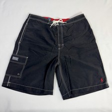 Polo Ralph Lauren Cargo Board Swim Trunks Black White Contrast Stitch Mesh XL