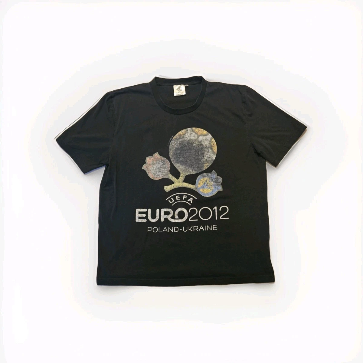 Official XL UEFA Euro 2012 Poland Ukraine Faded Graphic Black T
