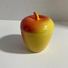Vintage Hazel Atlas Apple Milk Glass Lidded Kitchen Sugar/Jelly/Jam Jar 3.5”H