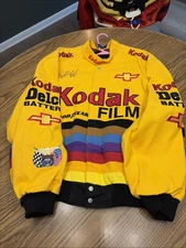 Vintage NASCAR Jeff Hamilton Collection Kodak Sterling Marlin Autographed Jacket