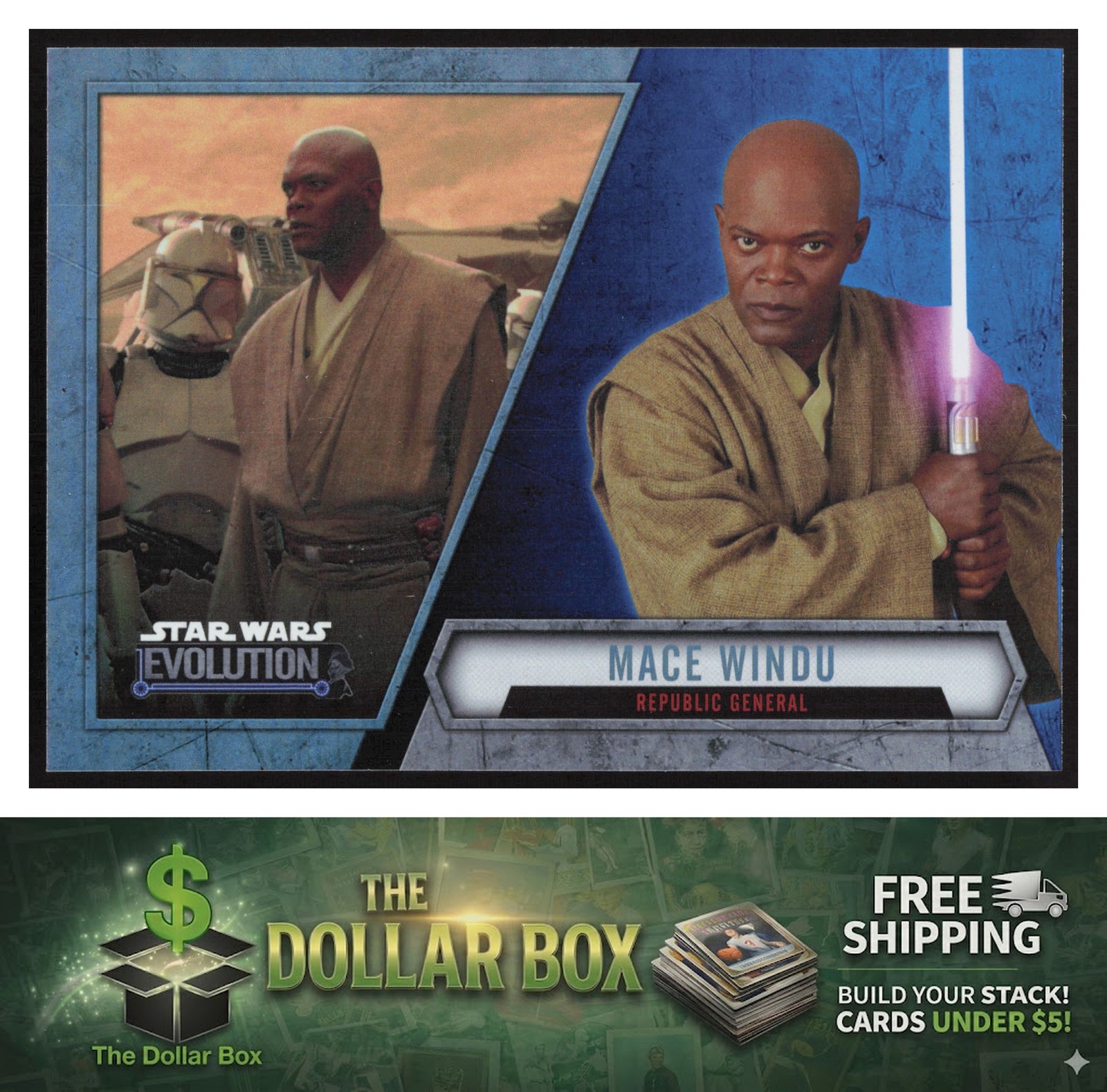 2016 Topps Star Wars Evolution #80 Mace Windu Blue Lightsaber
