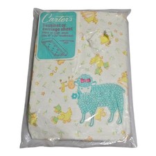 Vtg Carters Fitted Bassinet Carriage Sheet Yellow Animals Nursery 16"x32"