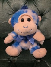 Blue Monkey Plush With Bow Stuffed Animal