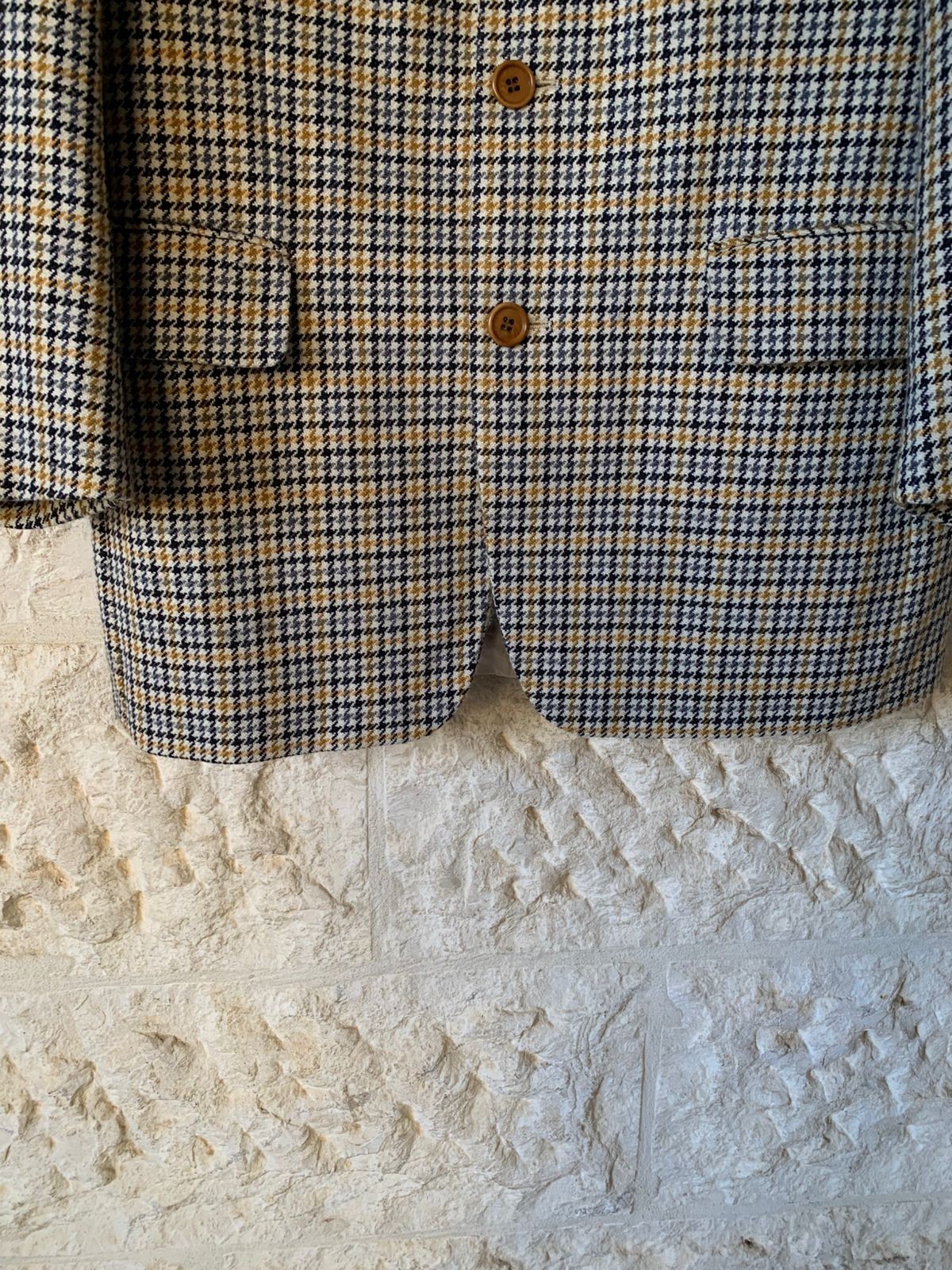 Vintage Hugo Boss Wool & Cashmere houndstooth classic jacket blazer 38R 38S thumbnail 3