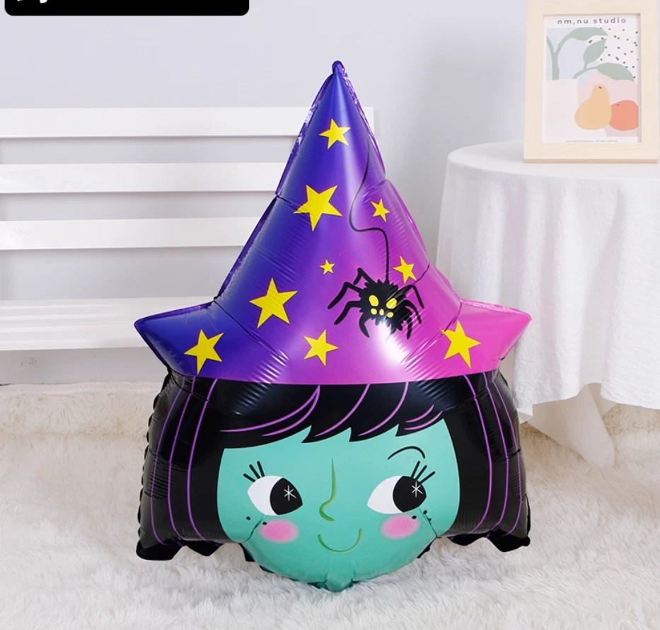 Globo Bruja Halloween Fiesta Decoración Niña Mago Cuento de Hadas Helio/Aire Grande Foto 3 de 4
