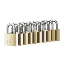 Smith & Locke  Brass Keyed Alike    Padlocks 38mm 10 Pack