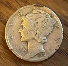 1931 Mercury Dime Philadelphia Fine Great Depression Era 90% Silver US Coin 10c