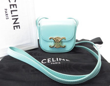 Autentica borsa a tracolla CELINE in pelle Triomphe Turchese Mini Claude I#52585