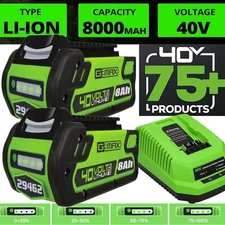 40V 8.0Ah For Greenworks G-MAX 40 Volt Lithium Battery 29472 29462 OR Charger