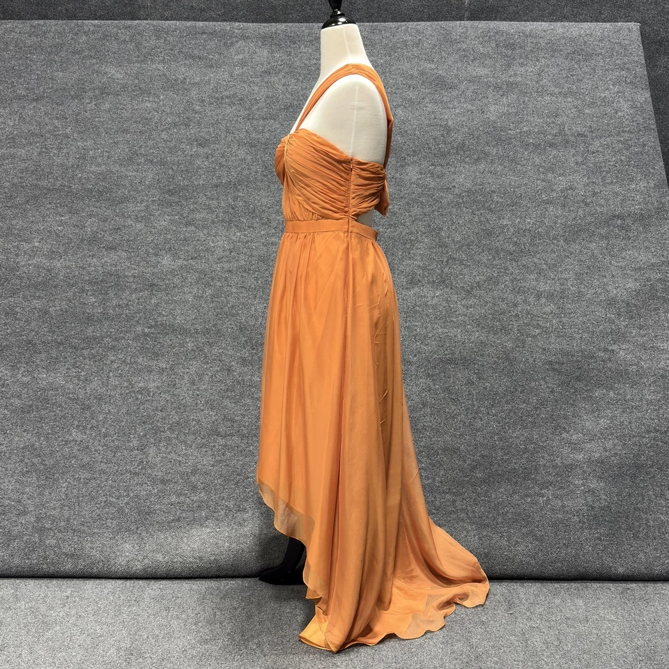 Vestido Phoebe Couture Mujer 8 Naranja Un Hombro Alto Bajo Espalda Abierta Formal Foto 4 de 4