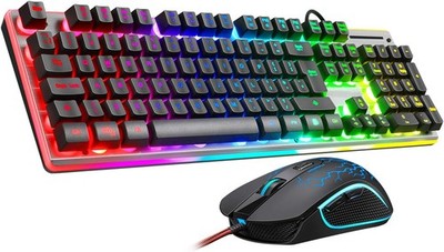 MageGee GT838 RGB Gaming Tastatur und Maus Combo True Backlit 104 Tasten Schwarz