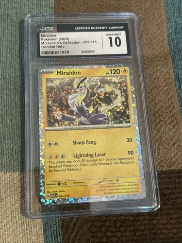MIRAIDON CGC GEM MINT 10 2025 POKEMON MCDONALD'S 003/015 CONFETTI HOLO